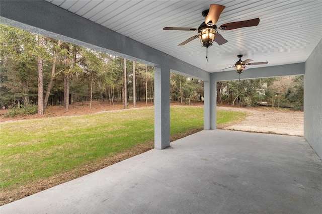 view of patio / terrace featuring ceiling fan