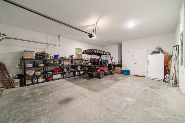 garage with a garage door opener