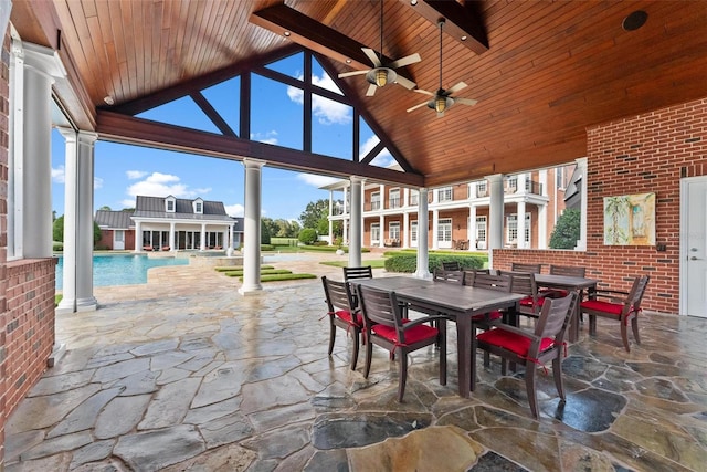 view of patio / terrace featuring ceiling fan