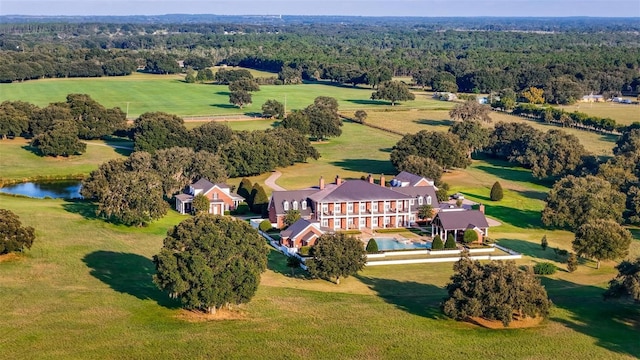 bird's eye view featuring a view of trees