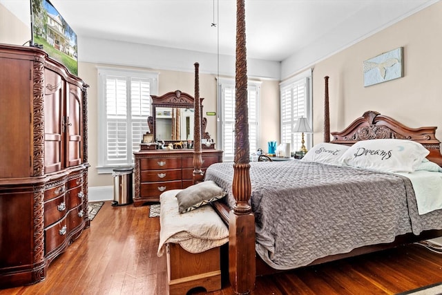 bedroom featuring multiple windows and hardwood / wood-style flooring