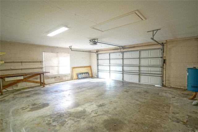 garage with a garage door opener