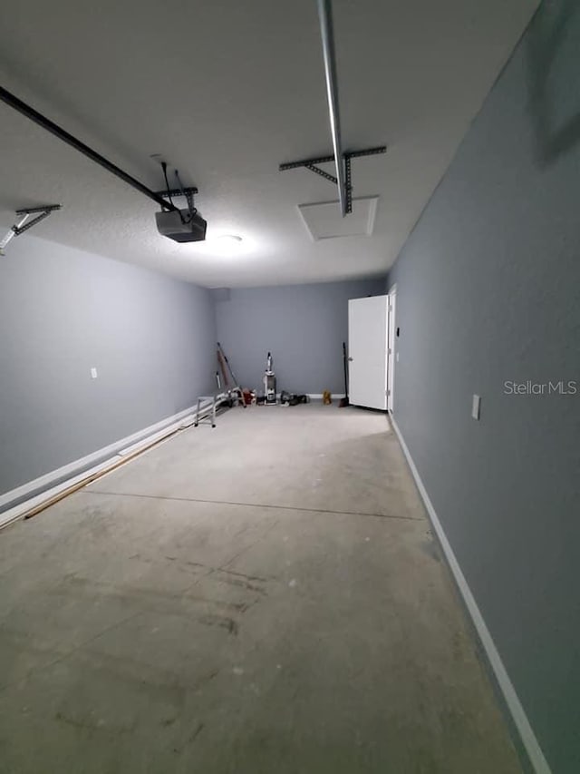 garage with a garage door opener