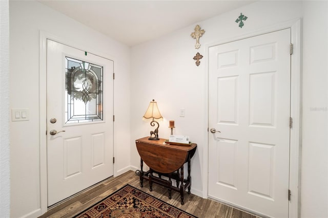 foyer featuring dark wood-type flooring