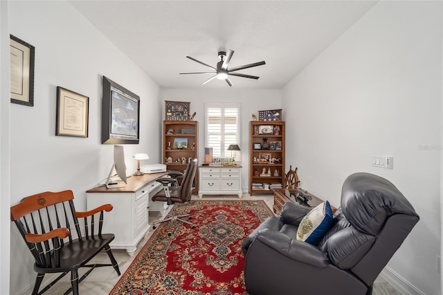 office featuring ceiling fan