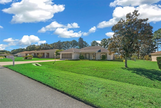 ranch-style home with a front yard