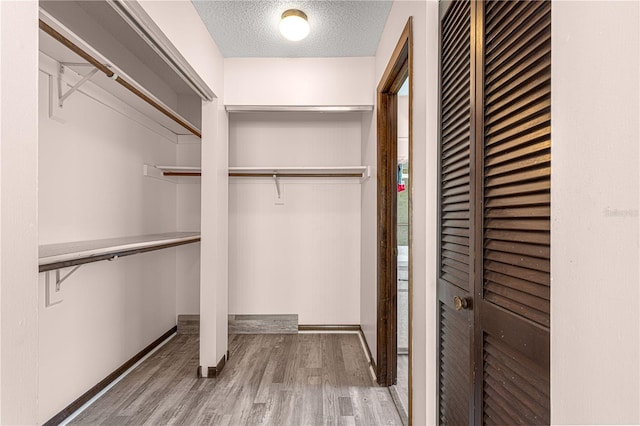 spacious closet with light hardwood / wood-style floors