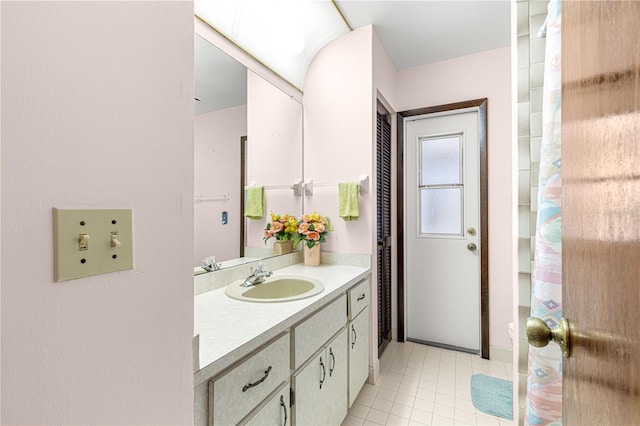 bathroom featuring vanity and tile patterned floors