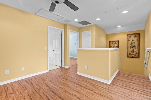 interior space featuring ceiling fan and light hardwood / wood-style flooring