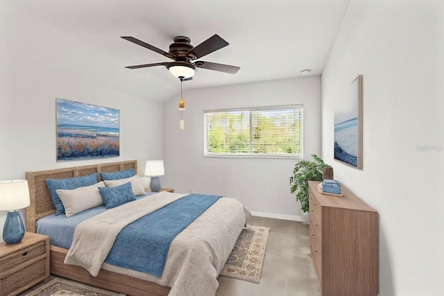 bedroom featuring ceiling fan