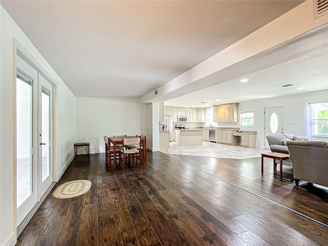 dining space featuring hardwood / wood-style floors