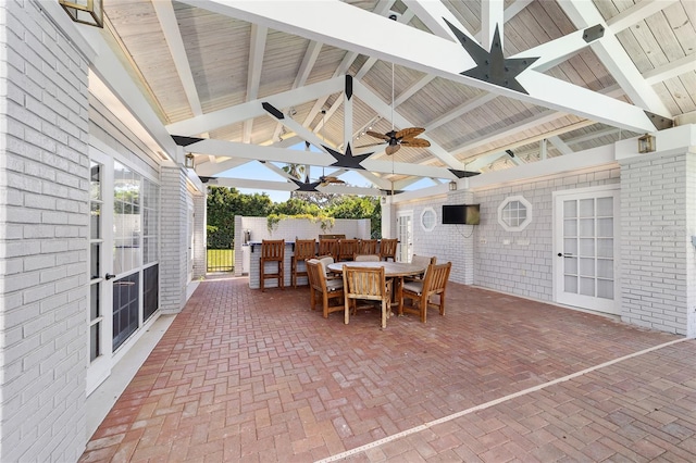 view of patio / terrace with ceiling fan