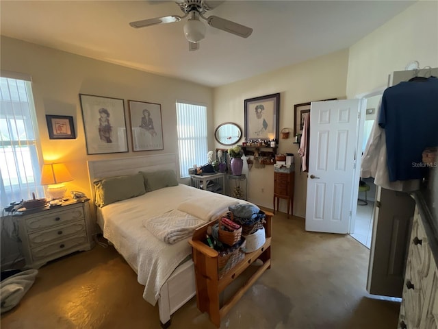 bedroom featuring carpet and a ceiling fan