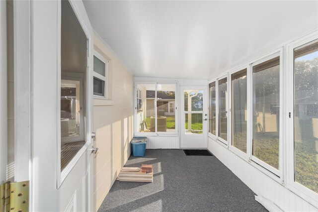 view of unfurnished sunroom