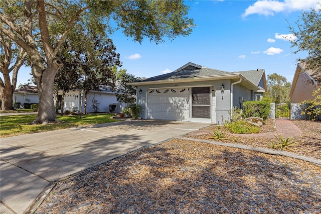 single story home with a garage