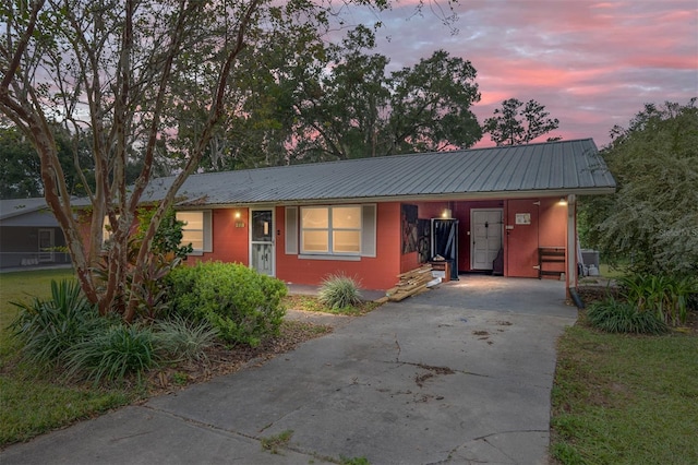 view of single story home