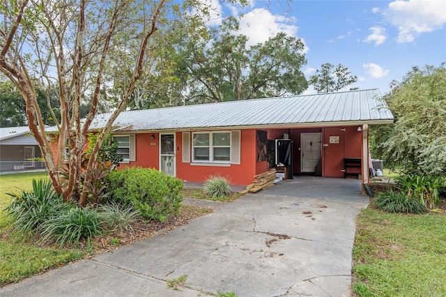 view of single story home