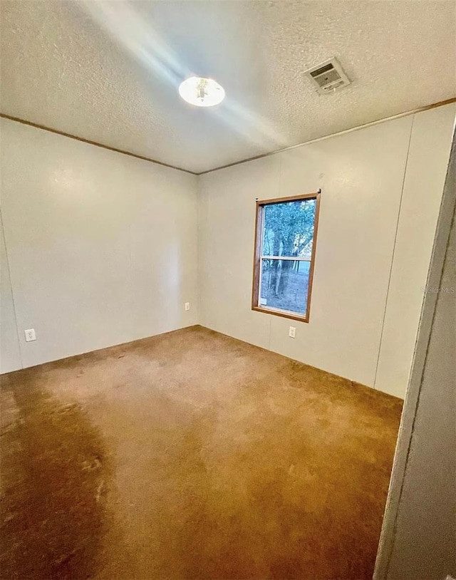 empty room featuring carpet flooring and a textured ceiling