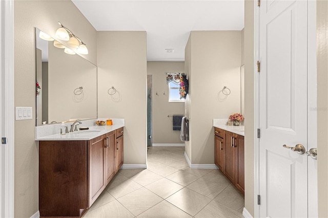 bathroom with vanity and tile patterned floors