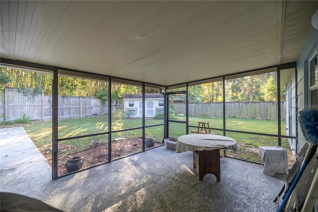 view of unfurnished sunroom