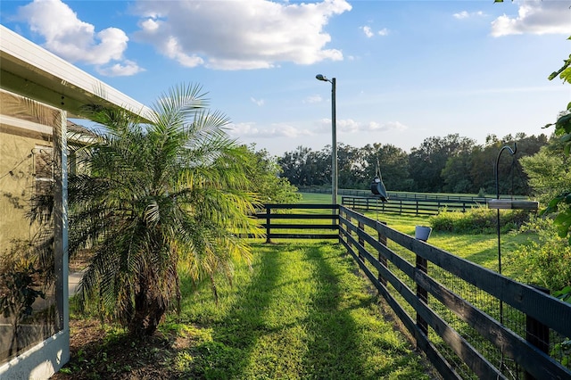 view of yard with a rural view