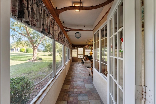 view of unfurnished sunroom