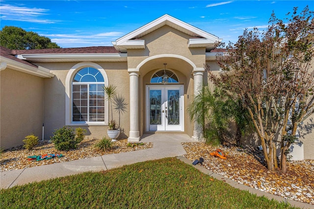 property entrance with french doors