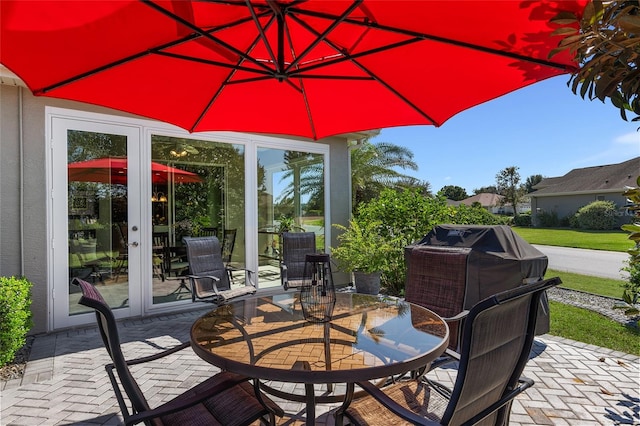 view of patio / terrace featuring french doors