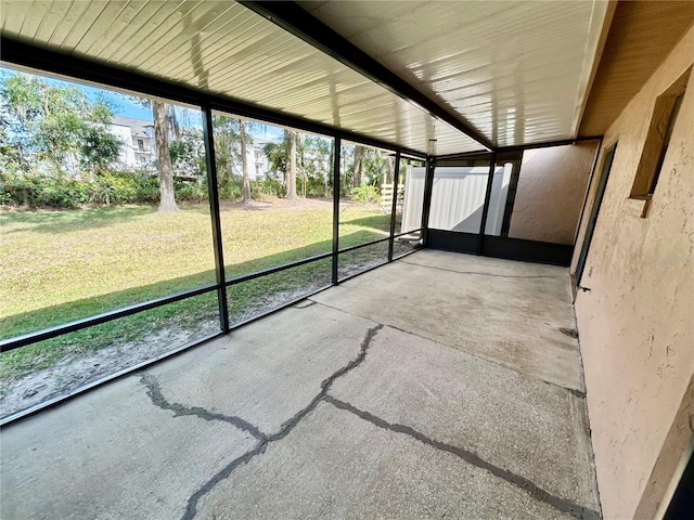 view of unfurnished sunroom