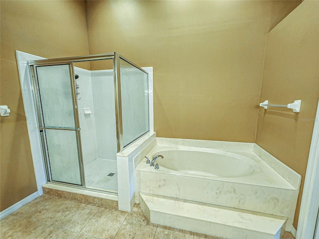 full bath featuring a stall shower and a bath