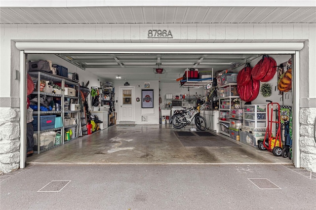 garage with a garage door opener