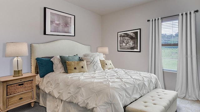 carpeted bedroom with multiple windows