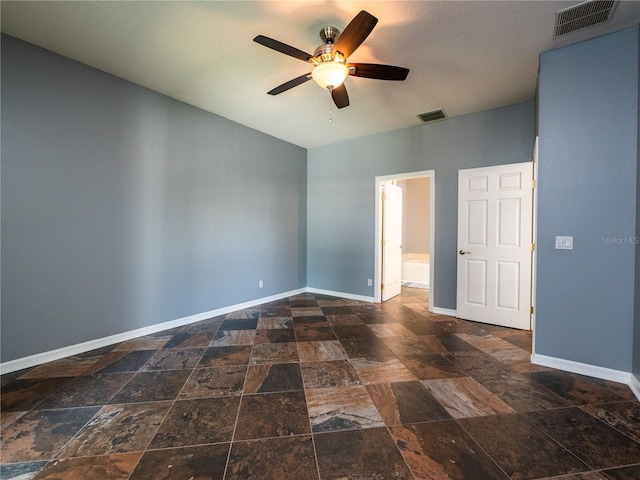 unfurnished bedroom with ceiling fan