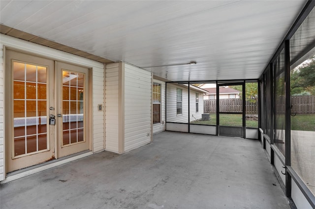 view of unfurnished sunroom