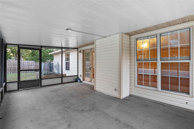 view of unfurnished sunroom