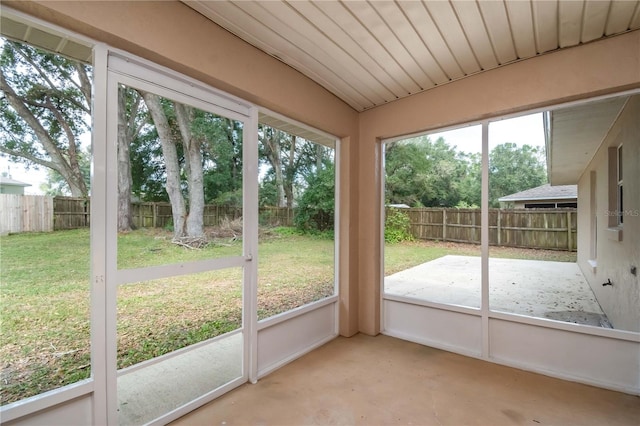 view of unfurnished sunroom