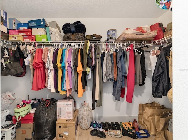 walk in closet with hardwood / wood-style flooring