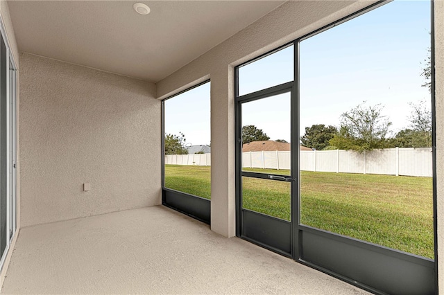 view of unfurnished sunroom