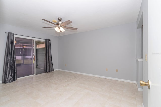 unfurnished room with ceiling fan