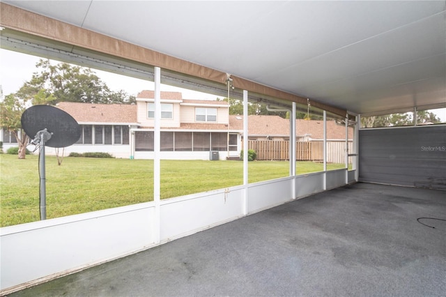 view of unfurnished sunroom