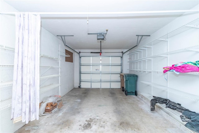 garage with a garage door opener