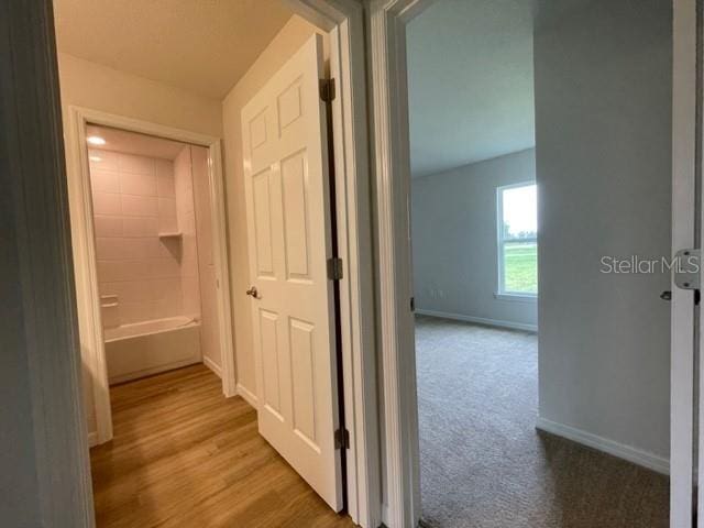 corridor featuring light hardwood / wood-style flooring