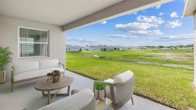 view of yard with an outdoor hangout area and a patio