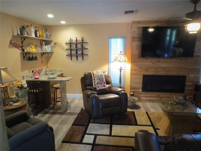 living room with hardwood / wood-style floors