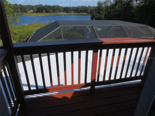 wooden terrace with a water view