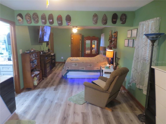 bedroom featuring light wood-type flooring