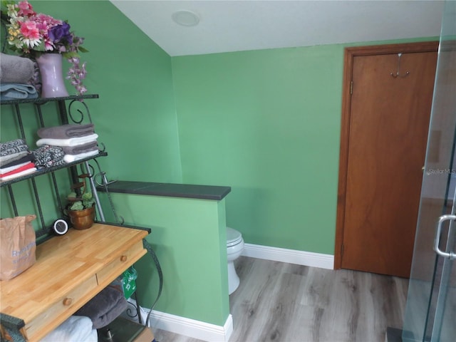 bathroom featuring toilet and hardwood / wood-style floors