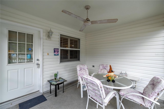 view of patio with ceiling fan