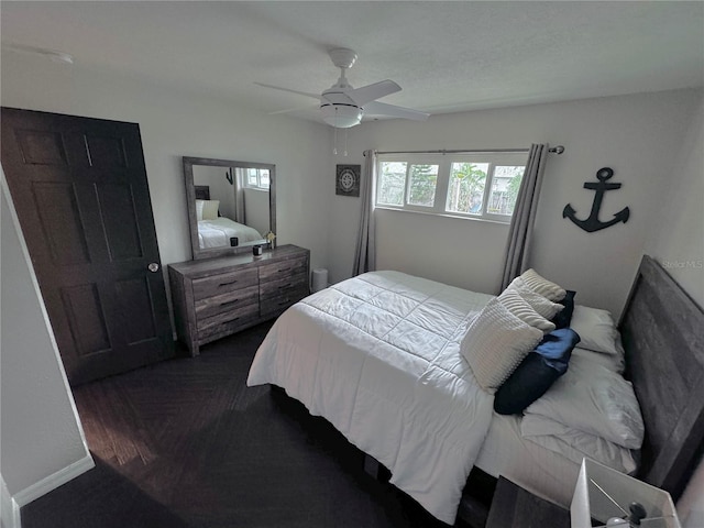 bedroom featuring ceiling fan