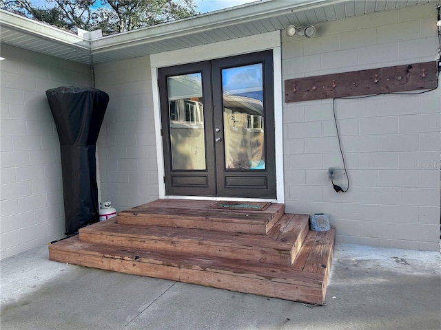 view of exterior entry with french doors